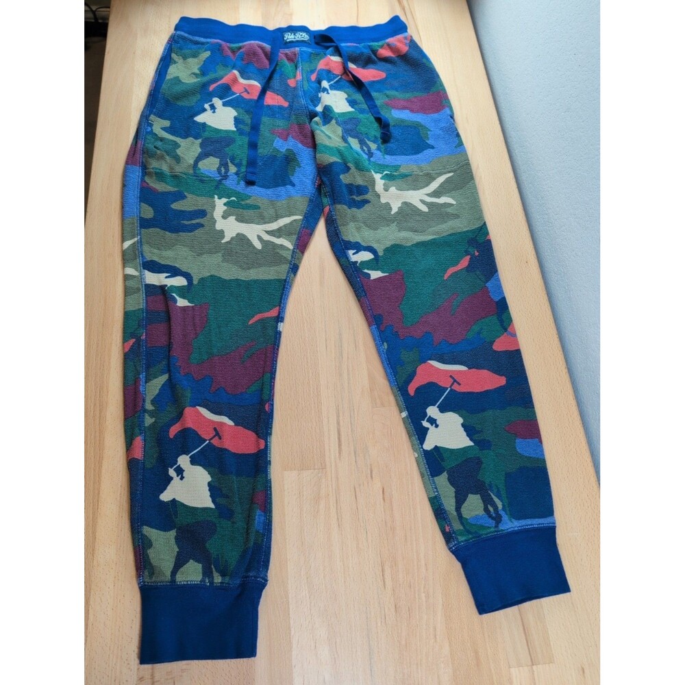 Polo Ralph Lauren Pajama Pants Mens Large Camouflage Sleepwear Waffle Blue Green